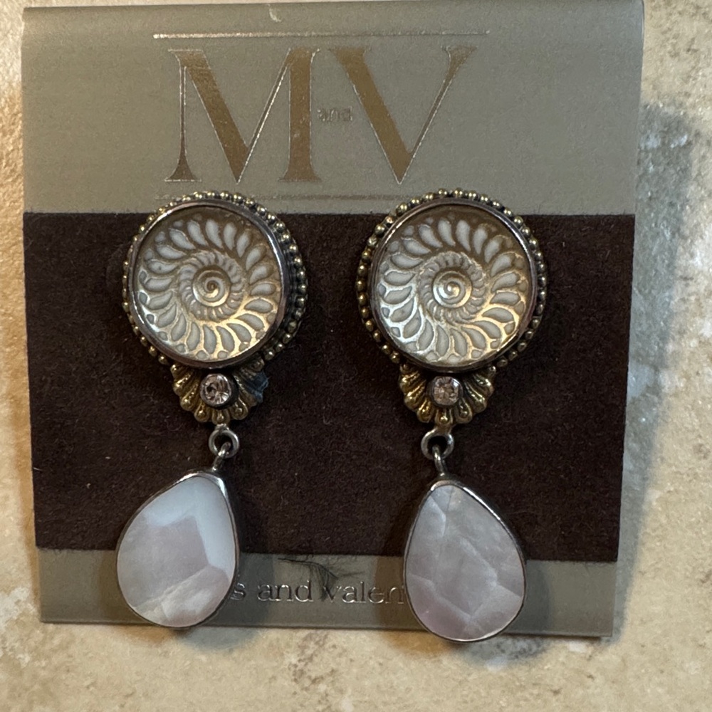 Mars and Valentine sterling silver Shell and Teardrop Earrings
